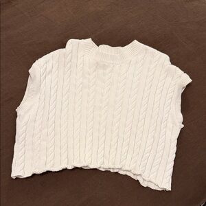 Cream Cable Knit Sleeveless Sweater